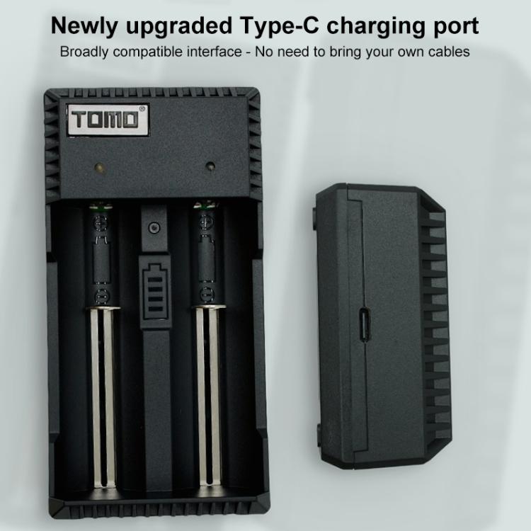 TOMO V6-2 USB เครื่องชาร์จแบตเตอรี่อัจฉริยะพร้อมไฟแสดงสถานะสำหรับแบตเตอรี่ Li-ion 18650 / 18500 / 17650 / 16340 / 14500 / 10500 / แบตเตอรี่ AA / AAA, TOMO V6-2