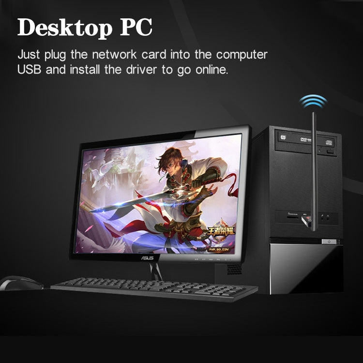 600Mbps 2.4GHz + 5Hz อะแดปเตอร์ USB WIFI แบบ Dual Band AC พร้อมเสาอากาศ