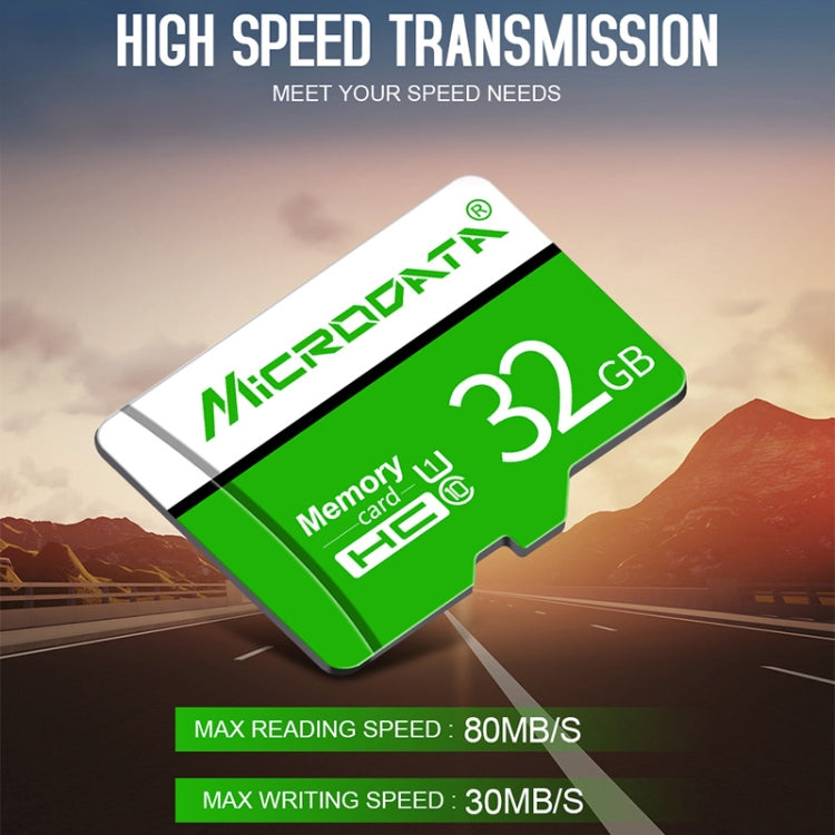 MICRODATA 16GB U1 การ์ดหน่วยความจำ TF สีเขียวและสีขาว (Micro SD), 16GB