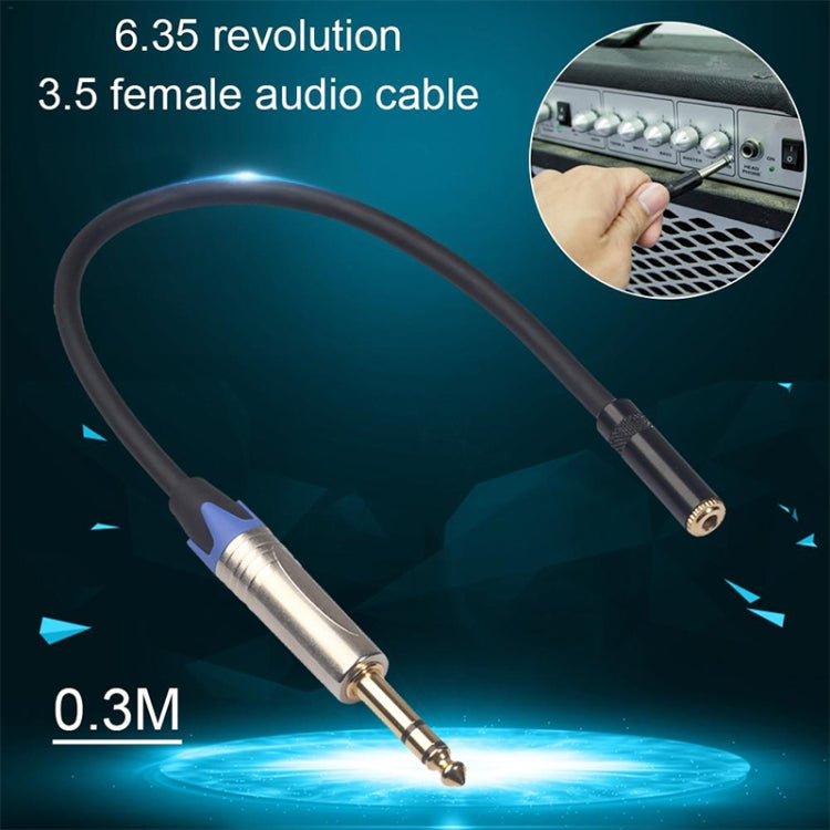 TC203NF03 สายสัญญาณเสียงหญิงขนาด 6.35 มม. ถึง 3.5 มม. ความยาว: 0.3 ม., TC203NF03 6.35mm Male to 3.5mm Female