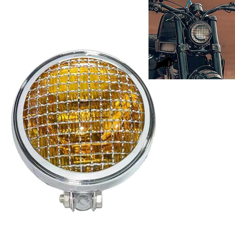 รถจักรยานยนต์ Silver Shell Harley ไฟหน้า Retro โคมไฟ LED อุปกรณ์ปรับเปลี่ยนไฟ, Silver Shell Headlight Retro Lamp