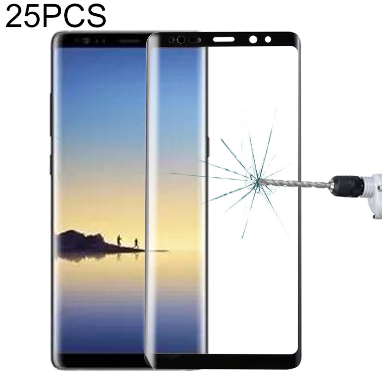 25 ชิ้นสำหรับ Galaxy Note 8 0.3 มิลลิเมตร 9 H ความแข็งพื้นผิว 3D โค้งผ้าไหมหน้าจอแบบเต็มหน้าจอกระจกนิรภัยป้องกันหน้าจอ, For Galaxy Note 8 (25 PCS), For Galaxy Note 8, Silk-screen