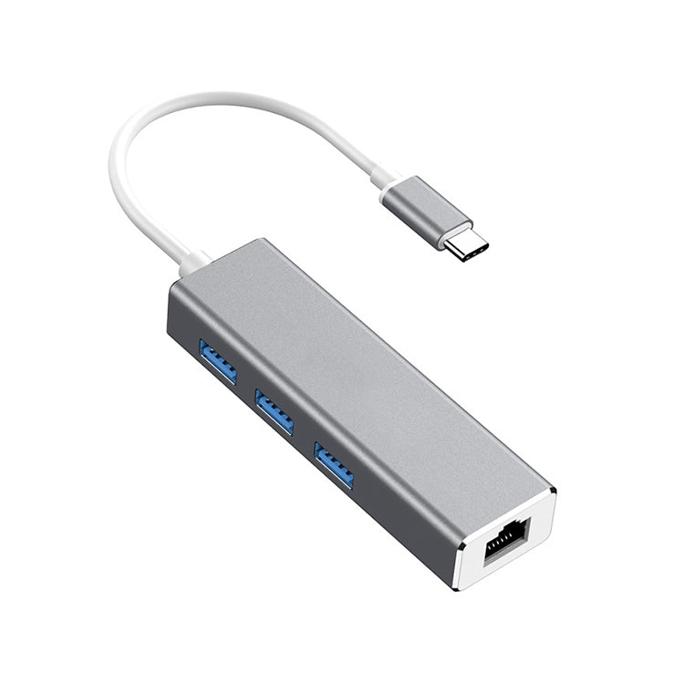 USB-C / Type-C เป็น Gigabit Ethernet RJ45 และ 3 x USB 3.0 อะแดปเตอร์แปลง HUB, คอมพิวเตอร์แท็บเล็ตภายนอกโทรศัพท์ Universal, Gigabit Ethernet