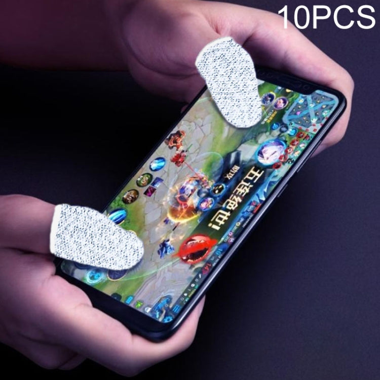 10 ชิ้นไนล่อน + ไฟเบอร์นำไฟฟ้าลื่นเหงื่อหลักฐานเกมโทรศัพท์มือถือหน้าจอสัมผัสนิ้วปกสำหรับนิ้วหัวแม่มือ / นิ้วชี้
