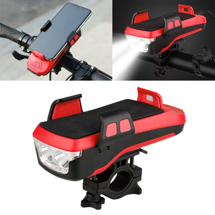 ชาร์จไฟจักรยาน USB ไฟหน้าแฮนด์ด้านหน้าไฟ LED พร้อมตัวยึดและแตรไฟฟ้าแบตเตอรี่ 2400mAh