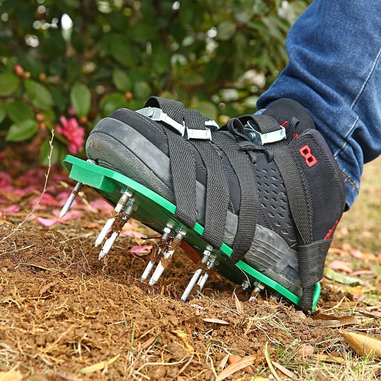 สวน สนามหญ้า เครื่องมือทำสวน Grass Ripper Spiked Shoes พร้อมหัวเข็มขัดโลหะ 8 อัน, With 8 Metal Buckles (Black), With 8 Metal Buckles (Green)