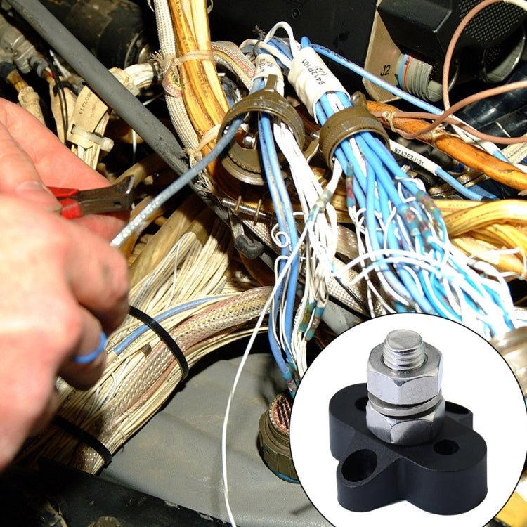 Single Heavy-Duty Terminal Studs สีดำ M10 Bus Bar สำหรับรถยนต์/RV/เรือ, M10 Black