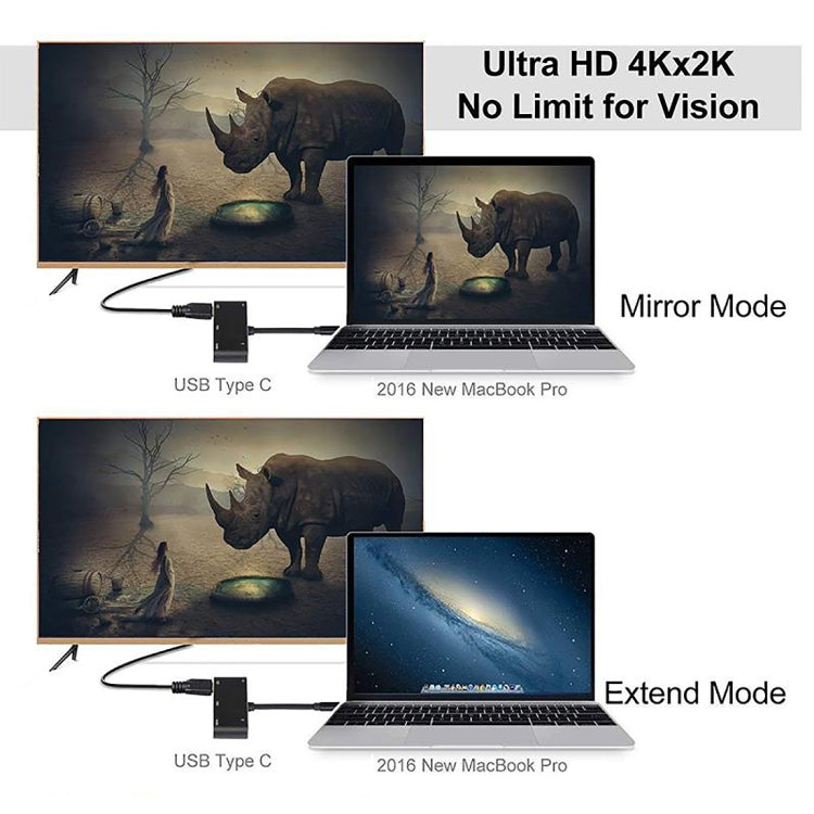 V126 UCB-C / Type-C ชายเป็น PD + HDMI + VGA + เสียง + USB 3.0 ตัวเมีย 5 ใน 1 Converter, 5 in 1