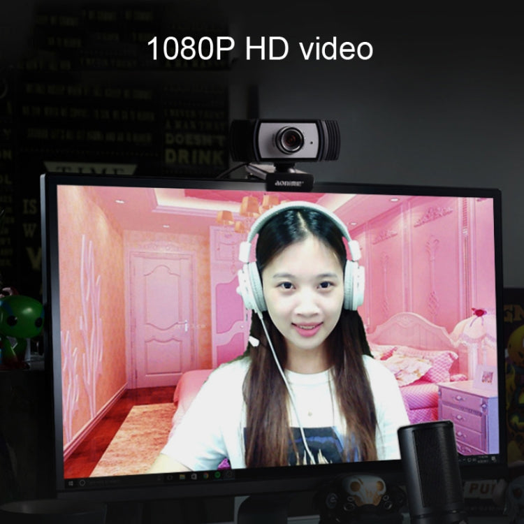 Aoni C33 Beauty FHD 1080P IPTV WebCam การประชุมทางไกลการสอนถ่ายทอดสดกล้องคอมพิวเตอร์พร้อมไมโครโฟน Plug and Play โดยไม่ต้องใช้ไดรฟ์, C33