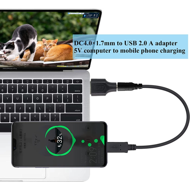 10 ชิ้น 4.0 x 1.7 มม. ชายกับ USB 2.0 ชาย DC Power Plug เชื่อมต่อ, 4.0 x 1.7mm Male