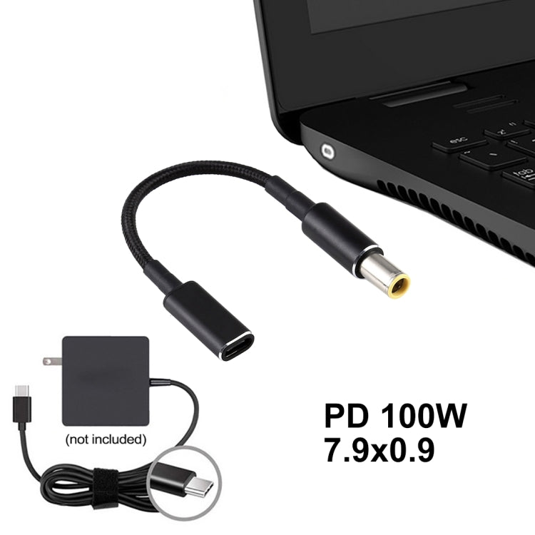 PD 100W 18.5-20V 7.9 x 0.9 มม. เป็นอะแดปเตอร์ USB-C / Type-C สายถักไนลอน