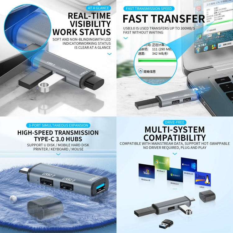 3 พอร์ต USB 2.0 x 2 + USB 3.0 ถึง USB 3.0 HUB Adapter, USB2.0x2+USB3.0 to USB3.0