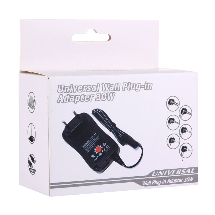 EU Plug Universal 30W Power Wall Plug-in Adapter พร้อมพอร์ต USB 5V 2.1A เคล็ดลับ: 6 ชิ้น ความยาวสายเคเบิล: ประมาณ 1.2 ม., EU Plug