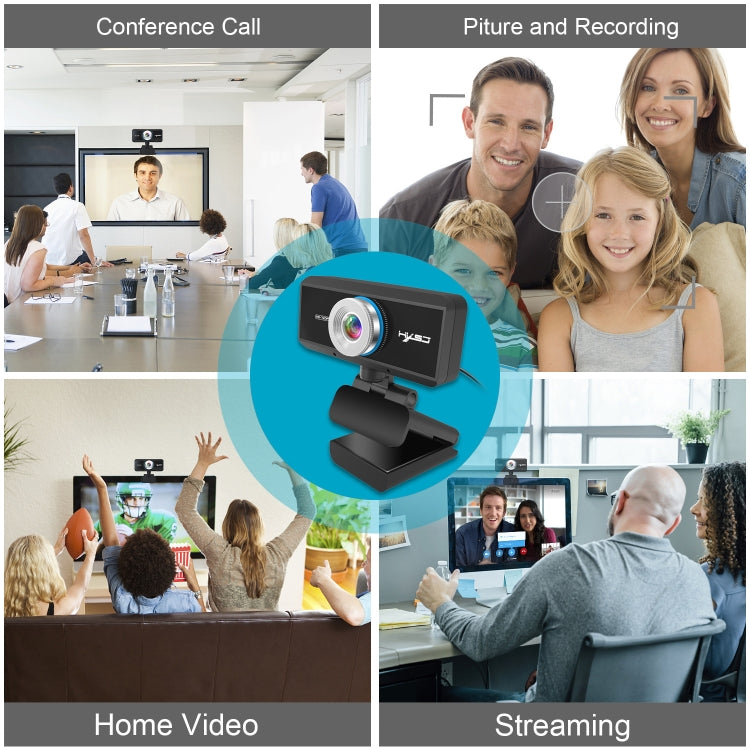 HXSJ S90 30fps 1 ล้านพิกเซล 720P HD เว็บแคมสำหรับเดสก์ท็อป / แล็ปท็อป / Android TV พร้อมไมโครโฟนดูดซับเสียง 8 ม. ความยาวสายเคเบิล: 1.5 ม., S90
