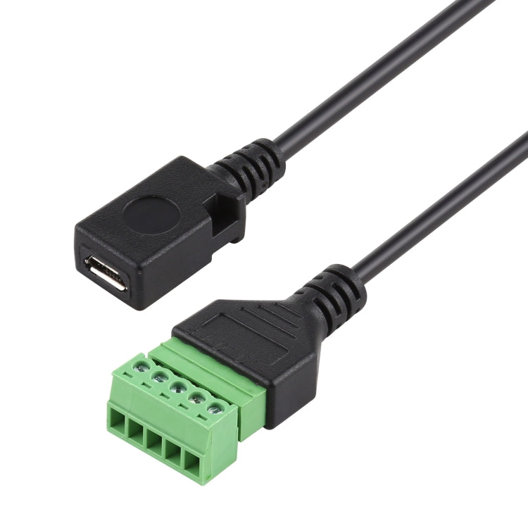 Micro USB Female ถึง 5 Pin Pluggable Terminals ขั้วต่อ USB แบบบัดกรี Solderless Connection Adapter Cable ความยาว: 30 ซม., Micro USB Female