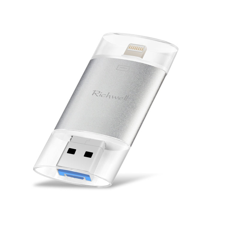 Richwell 3 in 1 16G Type-C 8 Pin USB 3.0 Metal Double Cover Push-pull Flash Disk พร้อมฟังก์ชัน OTG