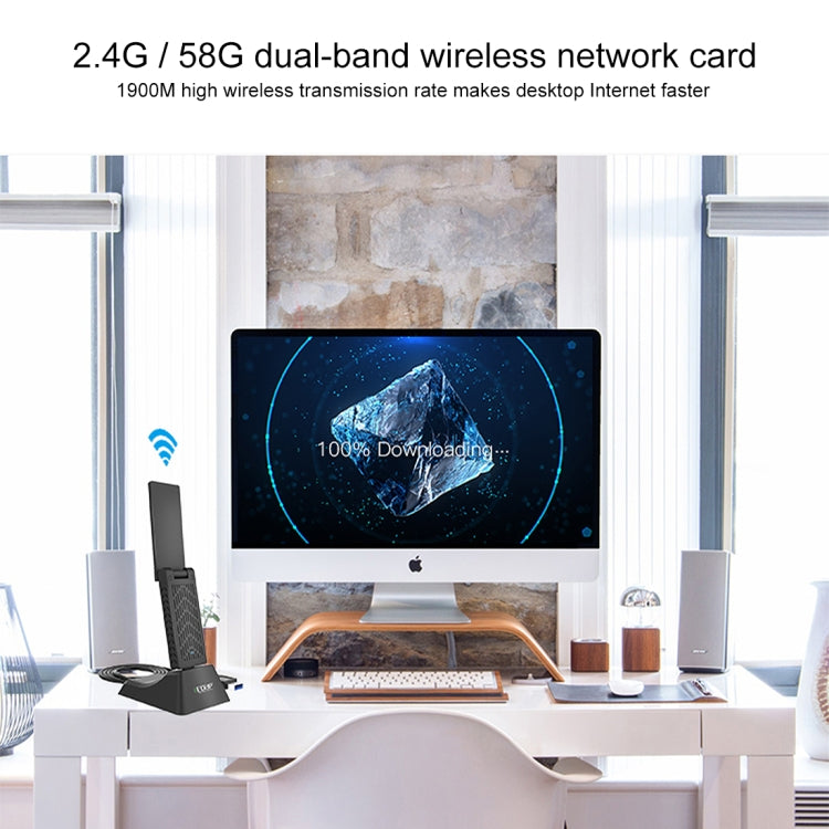 EDUP EP-AC1675 AC1900Mbps 2.4GHz และ 5.8GHz Dual Band USB3.0 WiFi Adapter การ์ดเครือข่ายภายนอก, EP-AC1675