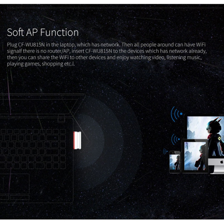 COMFAST CF-WU815N 150Mbps มินิไร้สาย USB 2.0 ไดร์เวอร์ฟรีอะแดปเตอร์ WiFi การ์ดเครือข่ายภายนอก, CF-WU815N