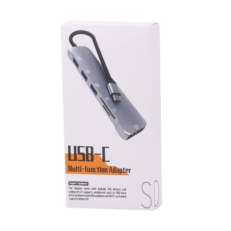6 in 1 มัลติฟังก์ชั่น Type-C / USB-C อะแดปเตอร์ Docking Station