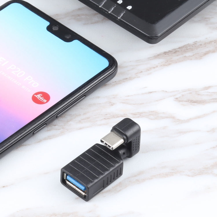 USB-C / Type-C ชายเป็น USB 3.0 อะแดปเตอร์ OTG ข้อศอกรูปตัว U ตัวเมีย, Type-C to USB 3.0