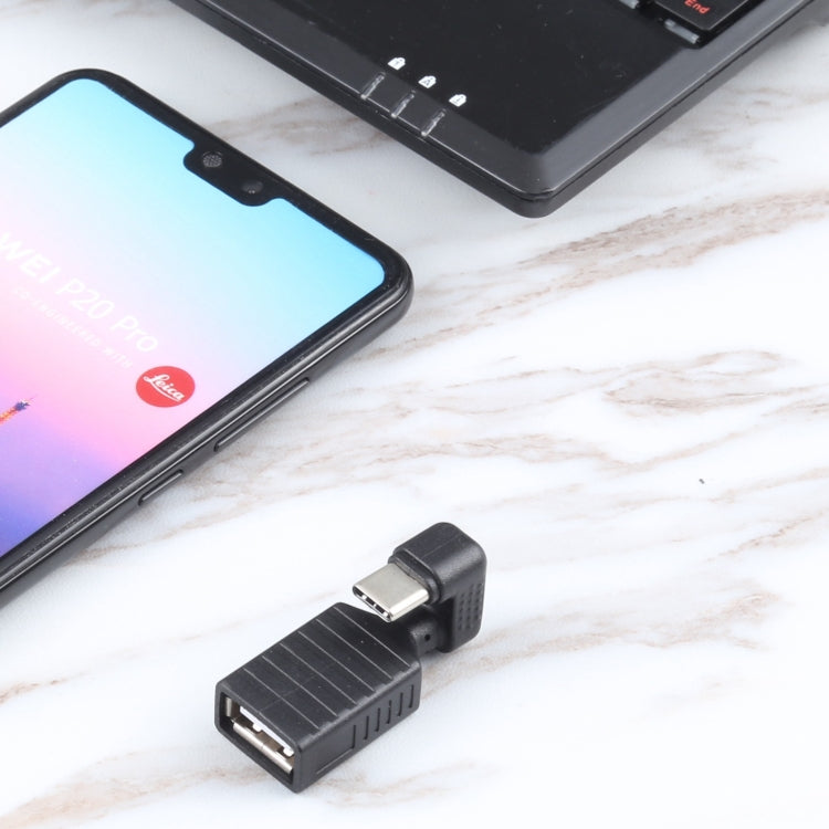 USB-C / Type-C ชายกับ USB 2.0 อะแดปเตอร์ OTG ข้อศอกรูปตัว U ตัวเมีย, Type-C to USB 2.0