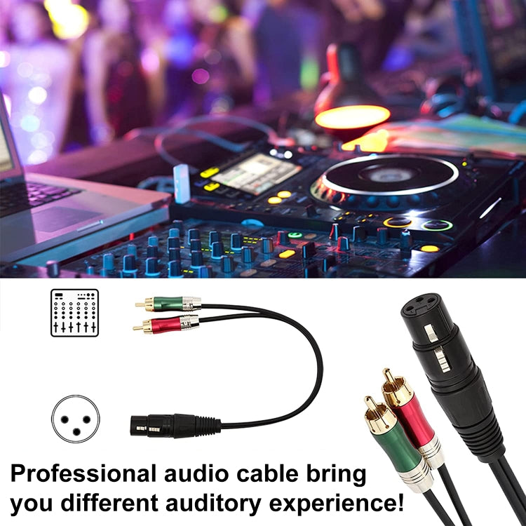 30 ซม.หัวโลหะ 3 PIN XLR CANNON หญิง 2 RCA ชาย Audio CONNECTOR ADAPTER CABLE สำหรับไมโครโฟน /อุปกรณ์เสียง, 2 RCA Male
