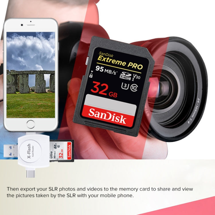X-Flash R01 3 in 1 8 Pin + USB-C / Type-C + อินเทอร์เฟซ Micro USB เครื่องอ่านการ์ด SD / TF