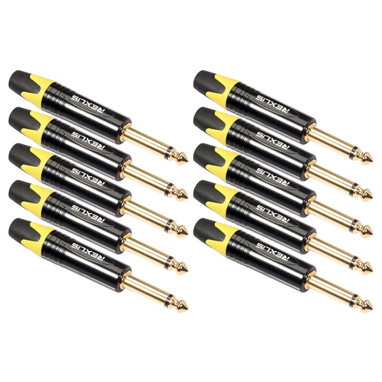 10 ชิ้น TC202 6.35 มิลลิเมตร Gold-plated Mono Sound เชื่อมปลั๊กอะแดปเตอร์เสียง