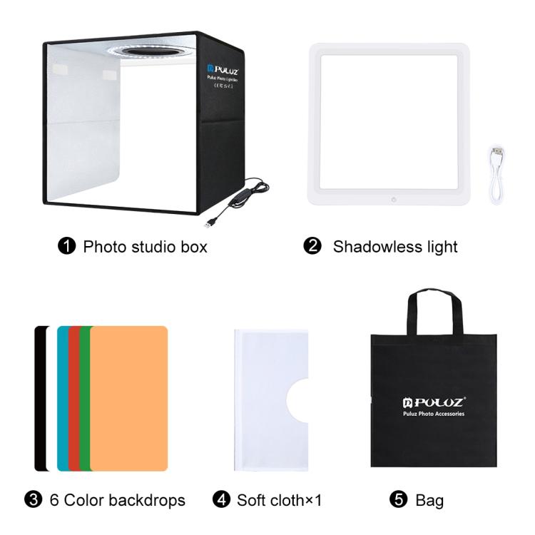 PULUZ 30 ซม.พับแหวนแสงภาพสตูดิโอถ่ายภาพเต็นท์กล่อง Shadowless Light PANEL, 30cm Box + Shadowless Light