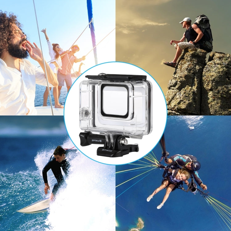 PULUZ 45m เคสดำน้ำใต้น้ำกันน้ำสำหรับ GoPro HERO7 Silver / HERO7 White พร้อมหัวเข็มขัดและสกรูพื้นฐาน, For HERO7