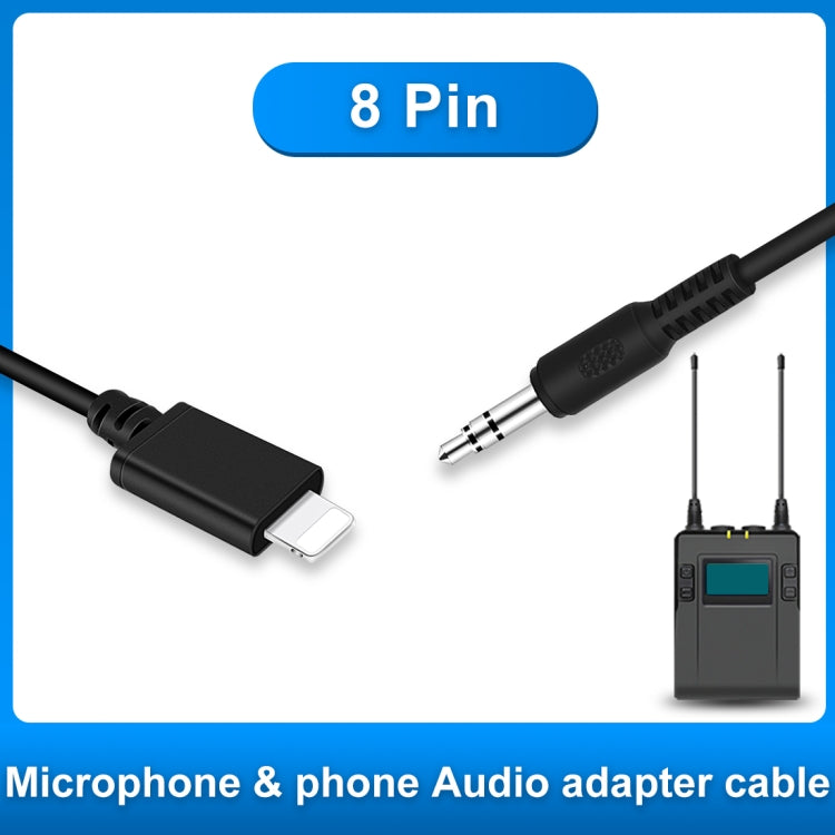 PULUZ 3.5 มม. TRRS ชาย 8 พินชายสดไมโครโฟนอะแดปเตอร์เสียงสปริงขดสายเคเบิลสำหรับ iPhone, สายเคเบิลยืดถึง 100 ซม., 3.5mm Male to 8 Pin