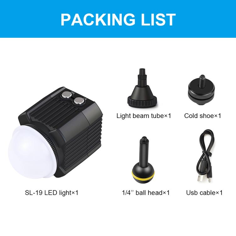 PULUZ 60 เมตรใต้น้ำ LED การถ่ายภาพเติมแสง 7.4 โวลต์ / 1100 มิลลิแอมป์ชั่วโมงดำน้ำแสงสำหรับ GoPro Hero11 ดำ / HERO10 ดำ / HERO9 ดำ / HERO8 / HERO7 / 6/5/5 เซสชัน / 4 เซสชัน / 4/3 + / 3/2/1, Insta360ONE R, DJI Osmo Action และกล้องแอคชั่นอื่นๆ, 7.4V/1100mAh