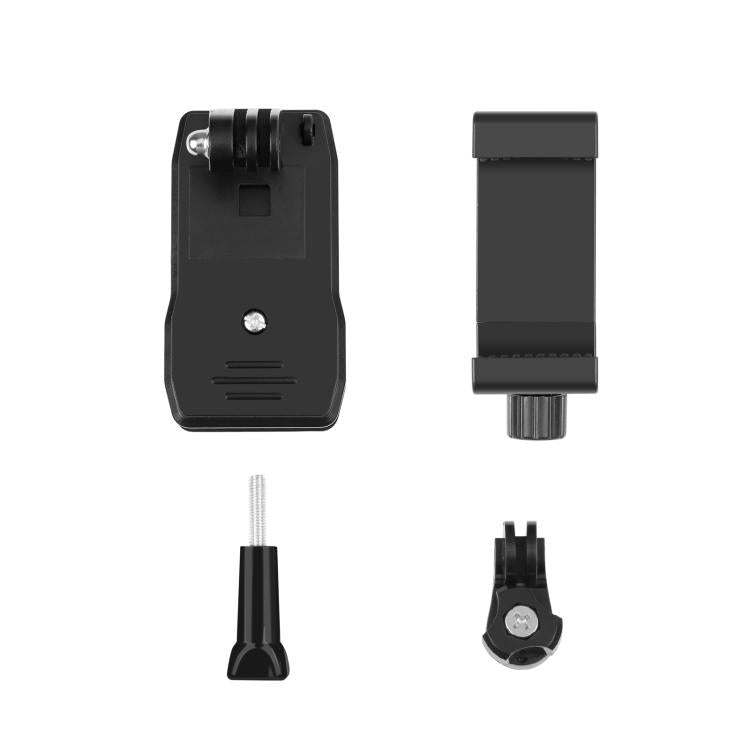 PULUZ 4 in 1 360 องศาหมุนกระเป๋าเป้สะพายหลังหมวก QR คลิป Rec-mounts พร้อมชุดหนีบโทรศัพท์