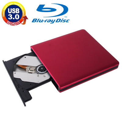 USB 3.0 อลูมิเนียมอัลลอยด์แบบพกพา DVD / CD ไดรฟ์ Blu-ray ที่เขียนซ้ำได้สำหรับ 12.7 มม. SATA ODD / HDD, Plug and Play, Blu-ray Drive (Silver), Blu-ray Drive (Red)