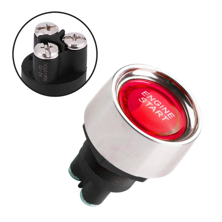 สวิตช์สตาร์ทเครื่องยนต์ Blue Light Push Start สำหรับ Racing Sport, DC 12V, DC 12V(Red)