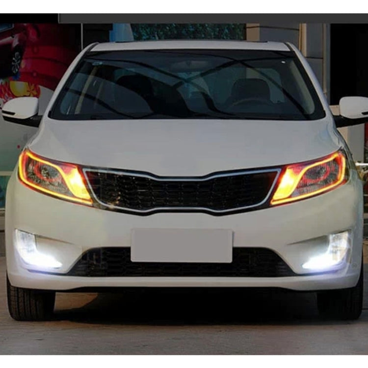2 ชิ้น 3 วัตต์ 180LM 6500K 597-577nm สีขาว + สีเหลืองสาย LED หลอดไฟวิ่งกลางวัน DRL โคมไฟพวงมาลัย, DC12V, ความยาวหลอดไฟ: 30 ซม., 3W 180LM