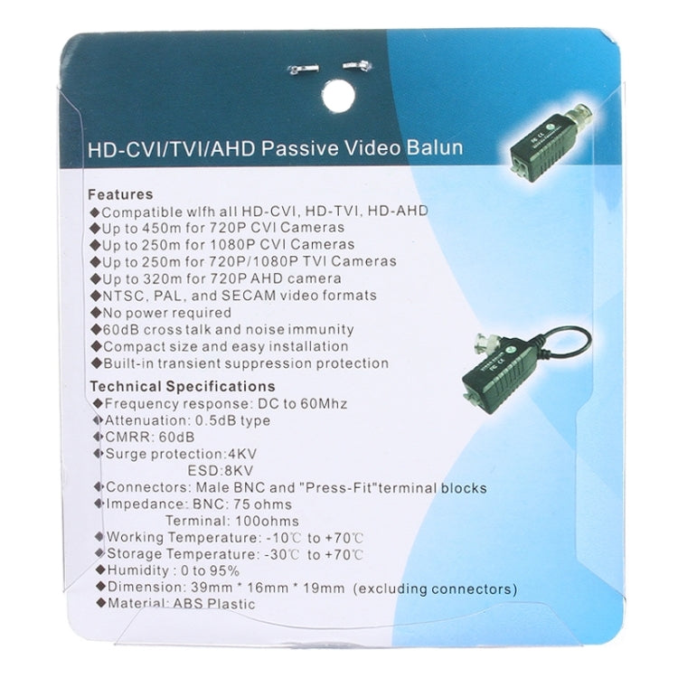 2 ชิ้น HD 302B โคแอกเชียล CVI/TVI/AHD 1CH Passive Transceiver วิดีโอ Balun, 302B