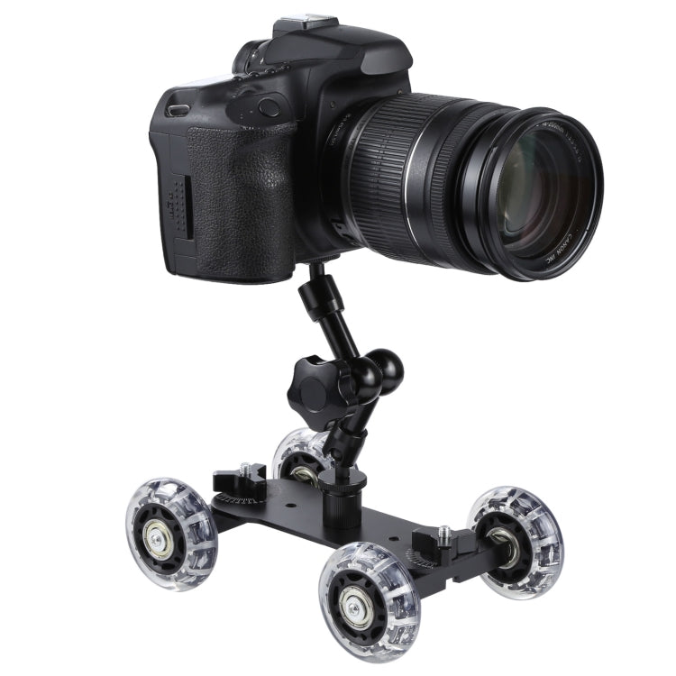 ตารางพื้นเลื่อนวิดีโอติดตามรถดอลลี่สำหรับกล้อง DSLR, Black