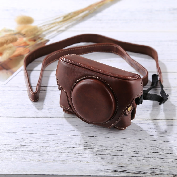 กระเป๋ากล้องหนัง PU สไตล์ย้อนยุคพร้อมสายรัดสำหรับ Sony RX100 M3 / M4 / M5