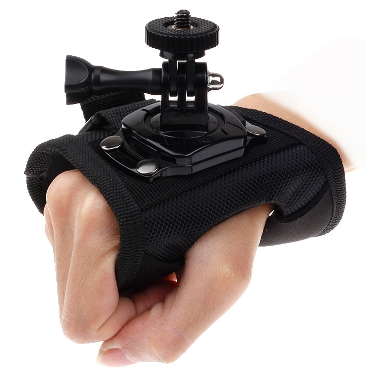 360 องศาหมุนถุงมือสไตล์สายเมาสายรัดข้อมือผู้ถือปาล์มด้วยสกรูและอะแดปเตอร์สำหรับกล้อง Xiaomi Yi Sport / GoPro Hero4 / 3+ / 3/2/1 ขนาด: 45 ซม. x 11 ซม., Glove Style Strap