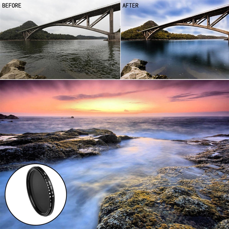 52 มม.ND Fader Neutral Density ปรับตัวแปรกรอง ND 2 ถึง ND 400 กรอง, 52mm