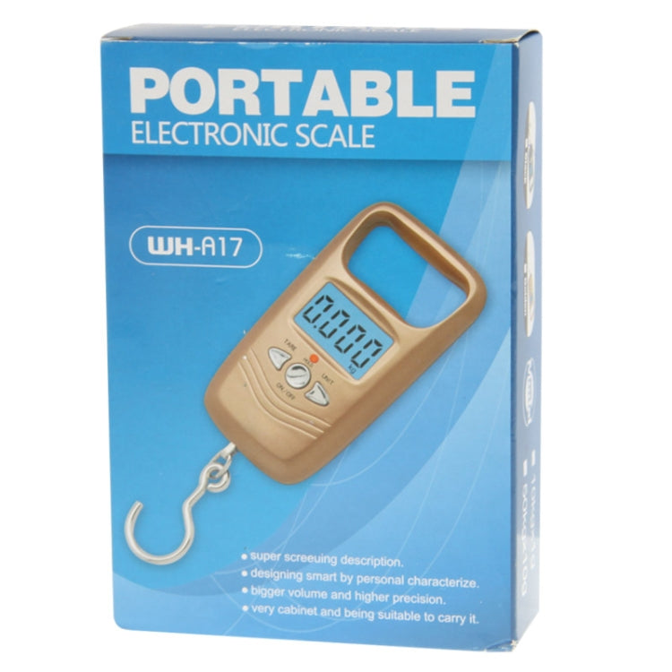 50kg x 10g LCD กระเป๋าเดินทางอิเล็กทรอนิกส์ตะขอเครื่องชั่งน้ำหนัก (WH-A17), WH-A17