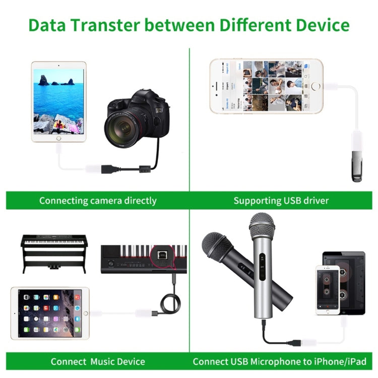 สายอะแดปเตอร์ USB Female ถึง 8pin Male OTG รองรับ iOS 10.2 และต่ำกว่า ความยาว: 18 ซม