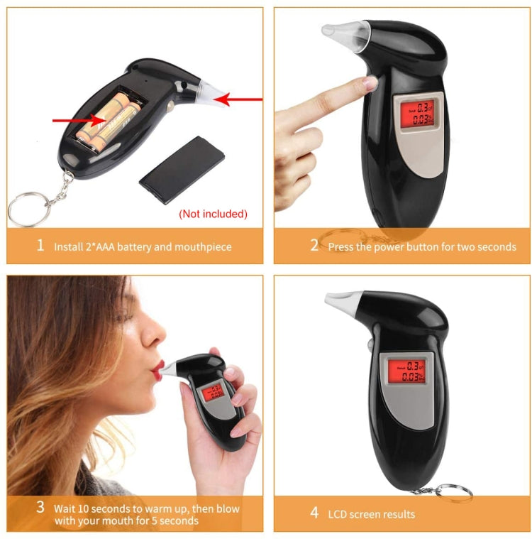 เครื่องวัดแอลกอฮอล์แบบดิจิตอล LCD Breathalyzer, Alcohol Tester 2