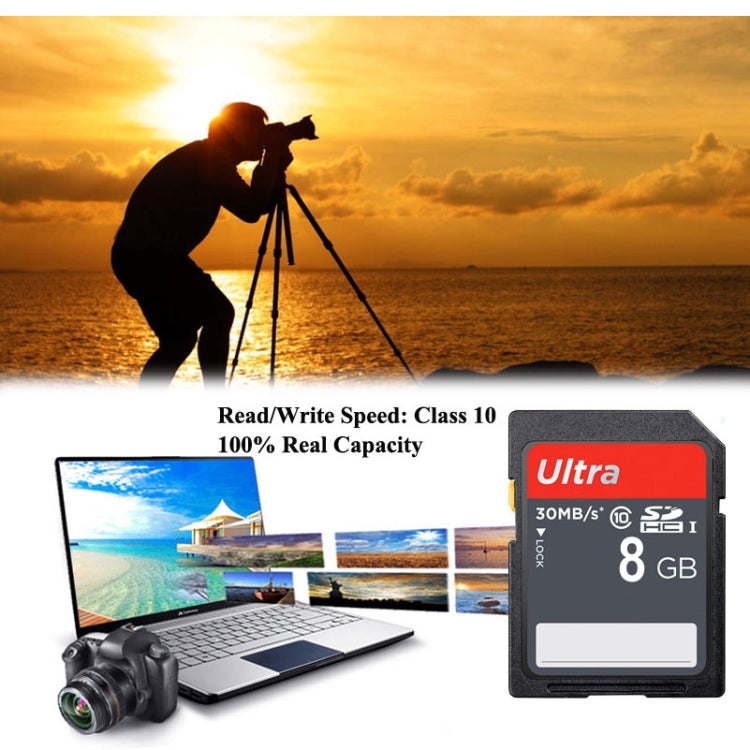 การ์ดหน่วยความจำกล้อง SDHC Class 10 ความเร็วสูงพิเศษ 8GB (ความจุจริง 100%), 8GB
