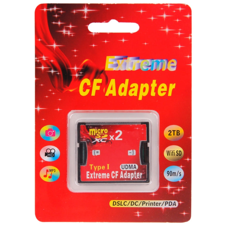 2-Socket Micro SD เป็น CF Compact Flash Memory Card Adapter, 2-Socket
