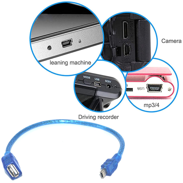 มินิ 5 พิน USB เข้ากับ USB 2.0 AF OTG Adapter Cable ความยาว: 22 ซม. (สีน้ำเงิน), 22cm