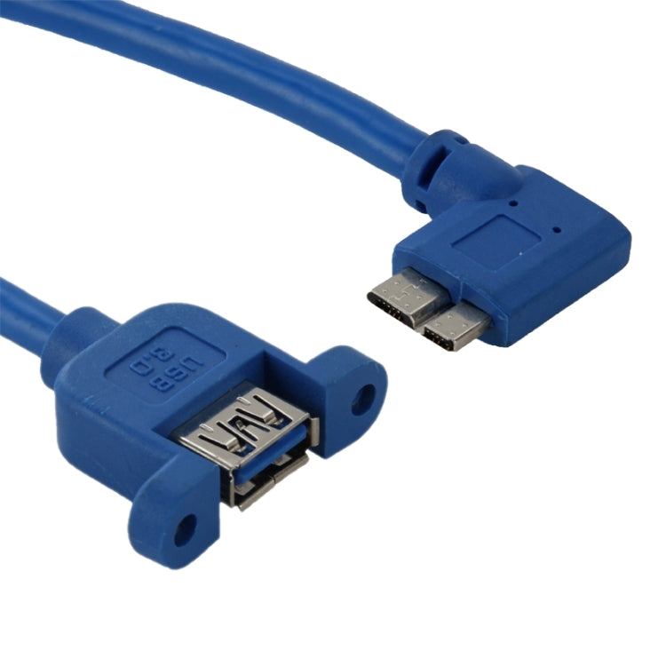 เลี้ยวซ้าย 90 องศา USB 3.0 Micro-B ชายไปยัง USB 3.0 หญิงสาย OTG สำหรับแท็บเล็ต / ฮาร์ดไดรฟ์แบบพกพาความยาว: 30 ซม., Micro BM to AF, length: 30cm