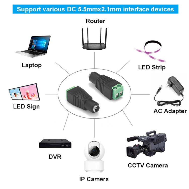 10 ชิ้นกล้องวงจรปิด DC Power หญิงแจ็คเชื่อมต่อ