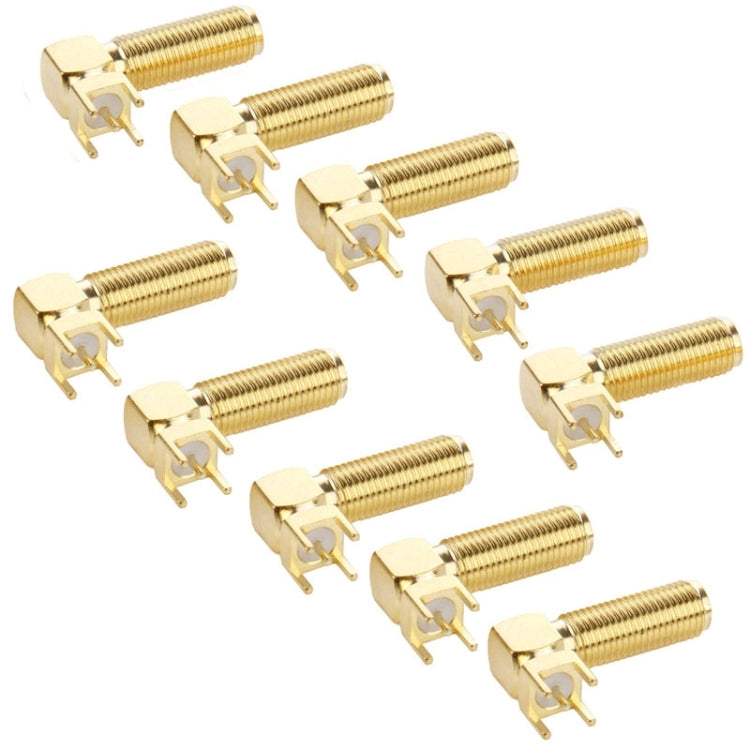 10 ชิ้นชุบทอง SMA หญิงมุมขวา 90 องศาแผง PCB Mount 4.0 มิลลิเมตรสแควร์อะแดปเตอร์เชื่อมต่อ, SMA Female Right Angle
